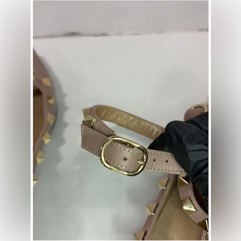 Valentino Dusty Pink Patent Leather Rockstud Caged Ballet Flats Size 38 - Picture 6 of 11